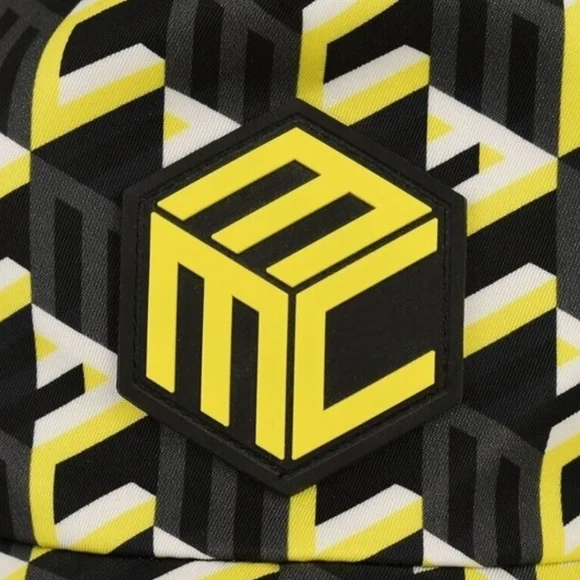 MCM Cubic Logo Allover Print Baseball Cap Hat Black/Gold Size L Adjustable (EUC) - Picture 2 of 5